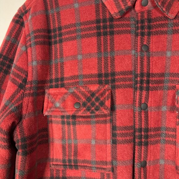 Voyager Mens Red Plaid Fleece-Lined Button-Up Shirt Jacket Size M - Picture 3 of 11
